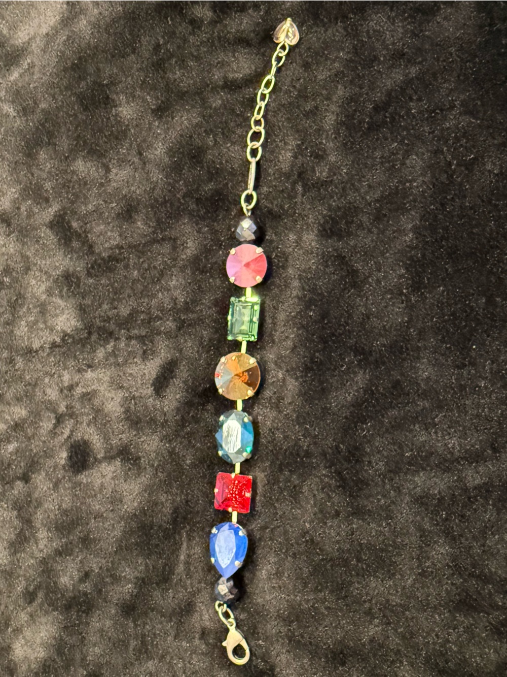 Sabika Multicolor Crystal Bracelet – Pink, Green, Gold, Blue, Red